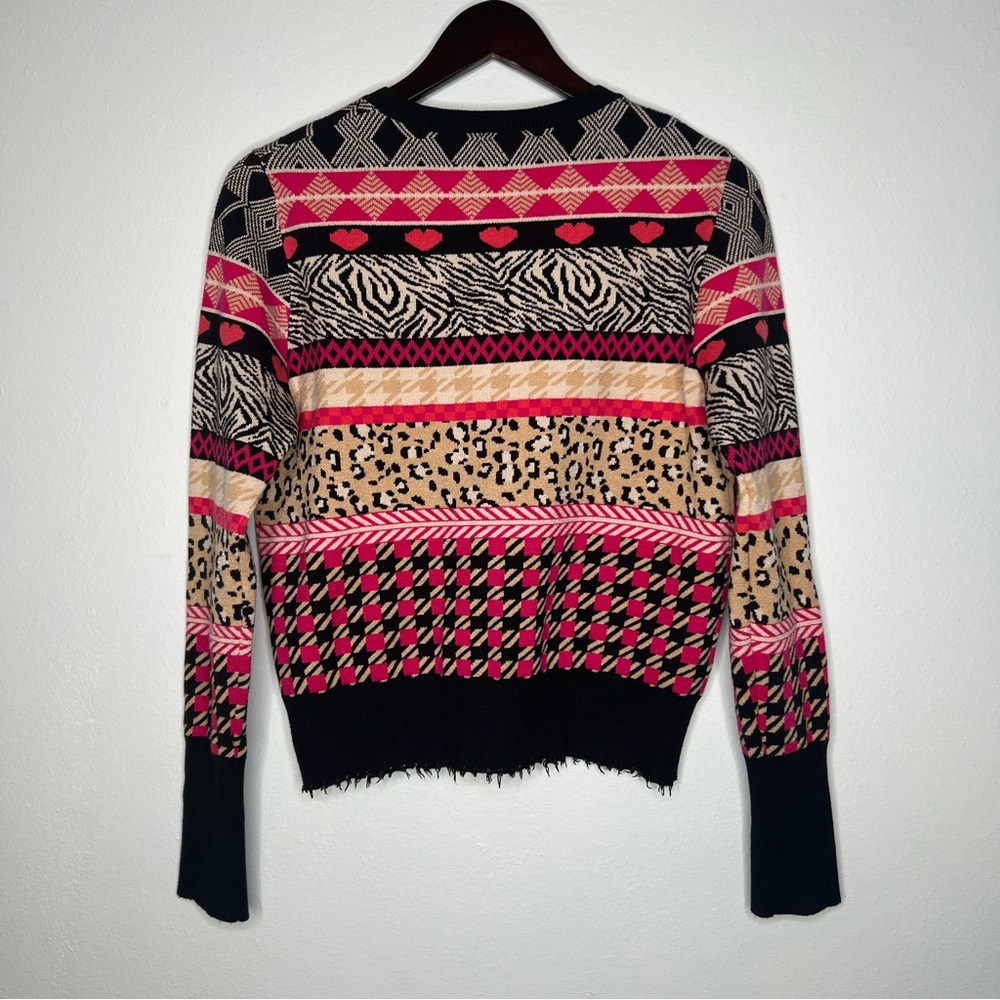 Desigual Aspen Mixed Print Fun Sweater Women’s Size XL Slim Fit Apres Ski - Picture 2 of 8